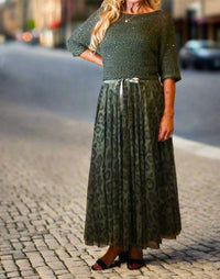 Look Mode Usa - Leopard Print Long Tulle Skirt