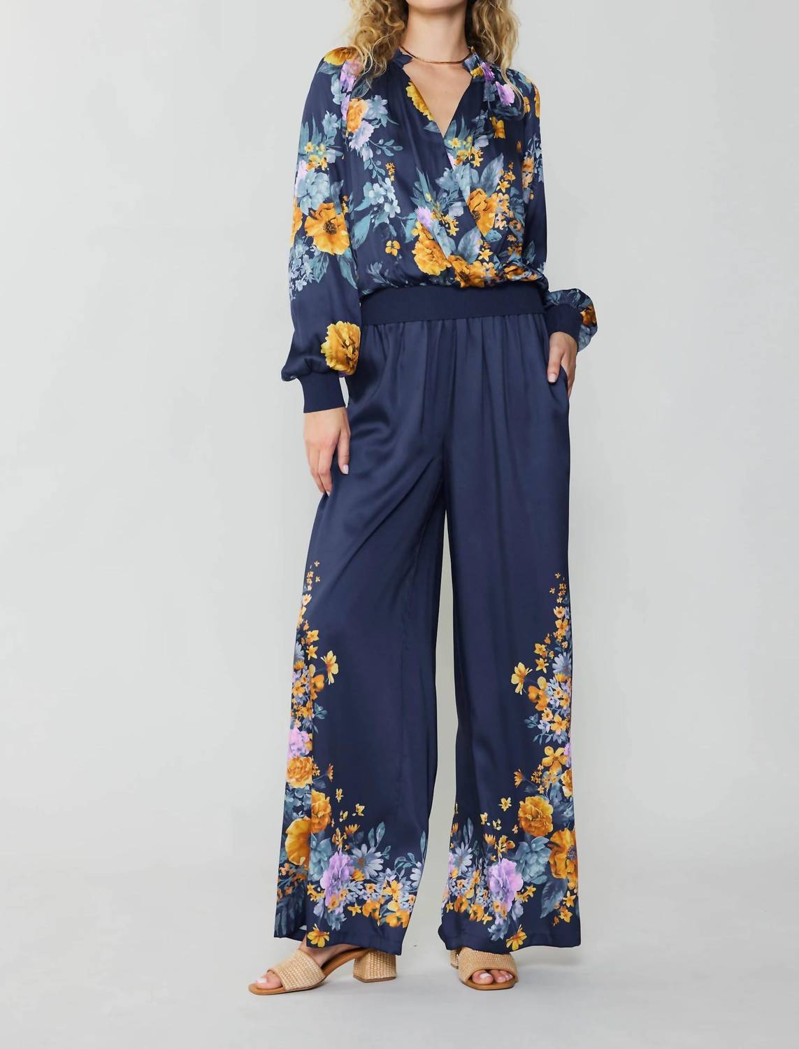 Current Air - Floral Motif Wide Pants