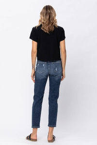 Judy Blue - Hi-waist Boyfriend Destroyed Hem Jeans