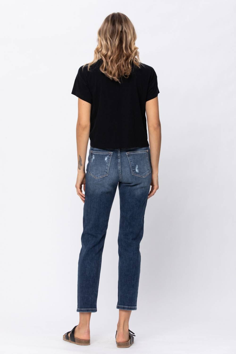 Judy Blue - Hi-waist Boyfriend Destroyed Hem Jeans