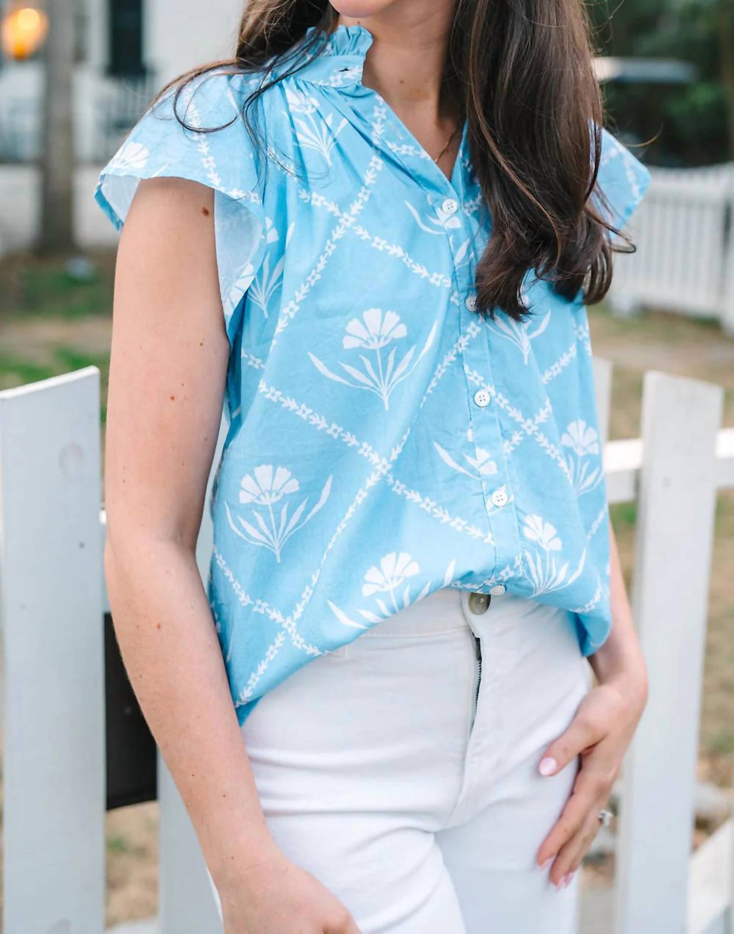 VICTORIA DUNN Bays Blouse in periwinkle bloom - women's blouse - view 4