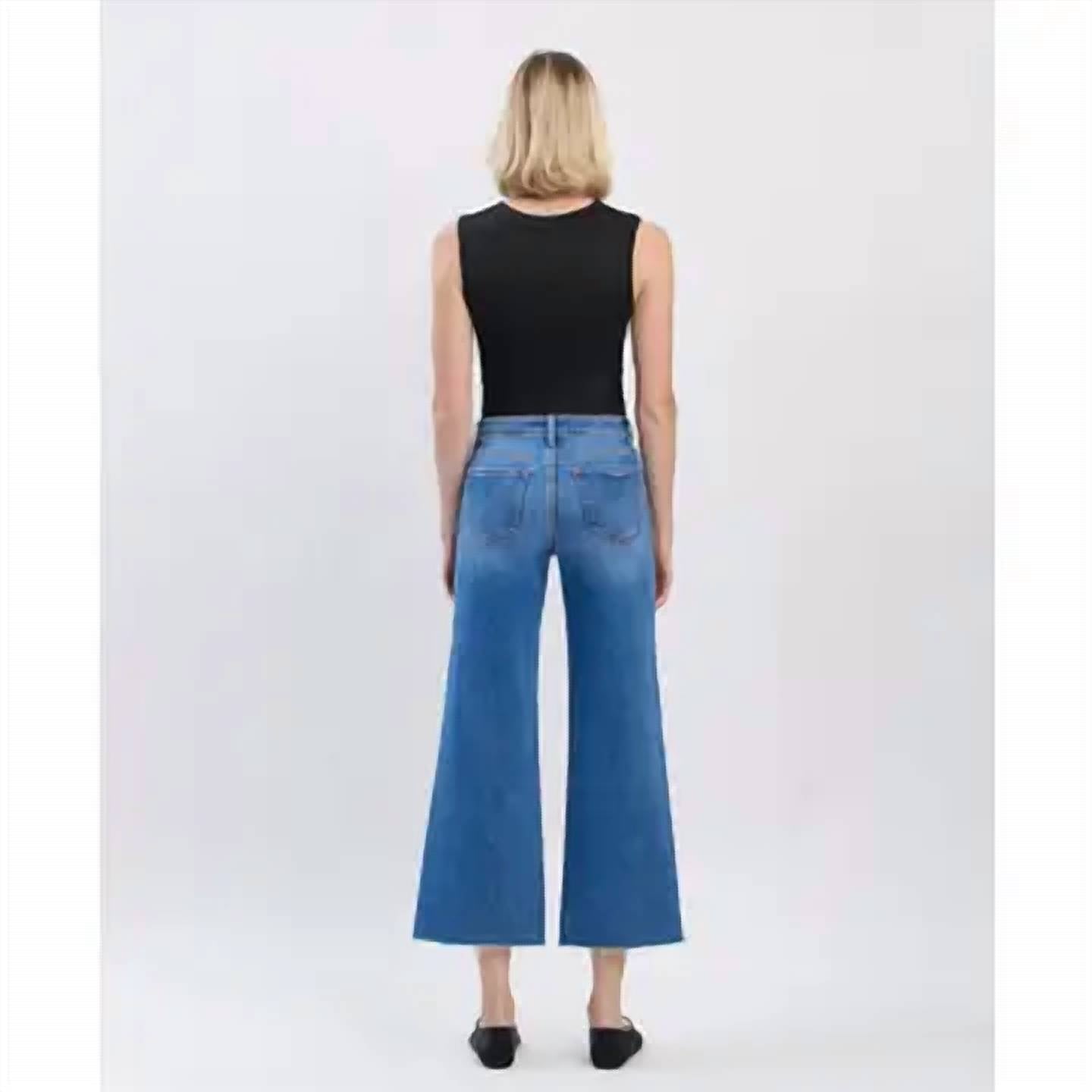 Vervet By Flying Monkey - High Rise Raw Hem Twist Wide Jeans