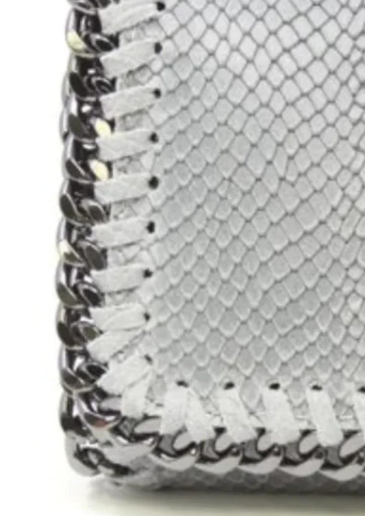 German Fuentes - Women's Snake Embossed & Chain Handbag