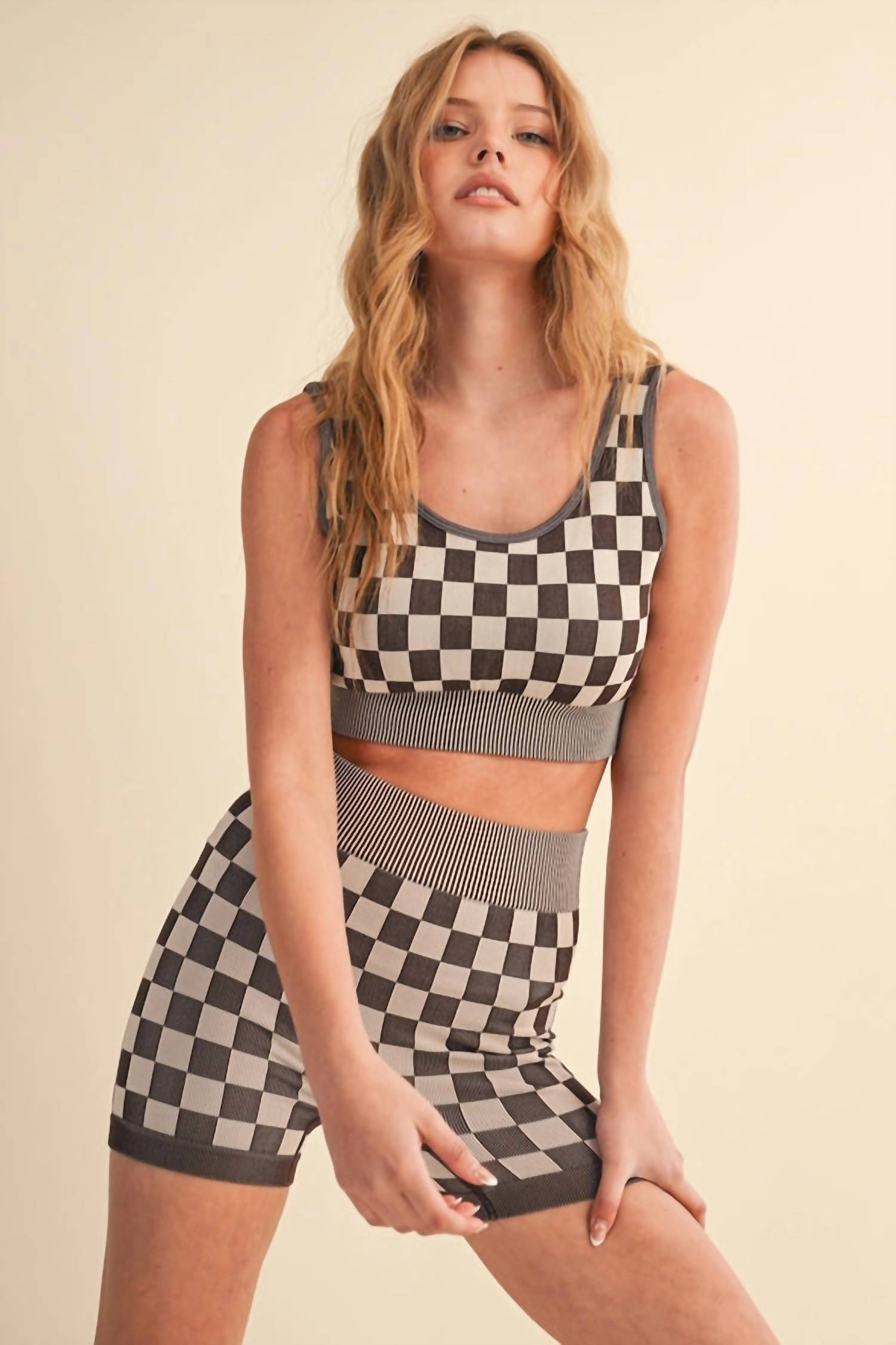 Kimberly C - Checkmate Crop Two Piece Set