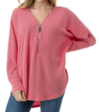 Ariella - Dolman Sleeve Zipper Top