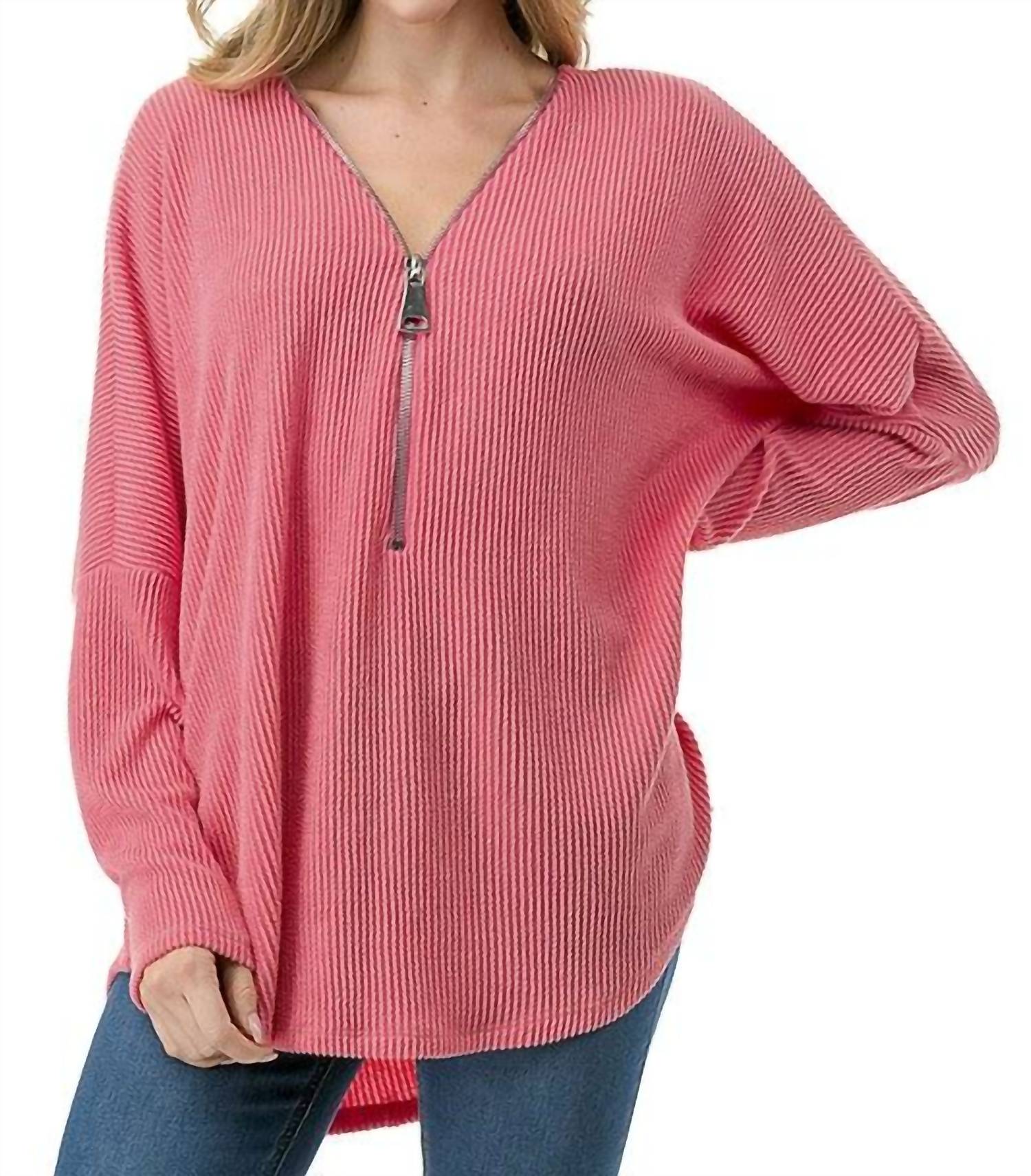 Ariella - Dolman Sleeve Zipper Top