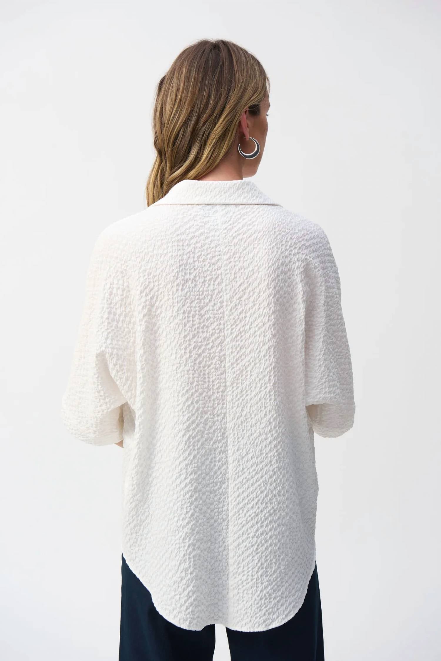 Joseph Ribkoff - Seersucker Boxy High-low Top