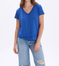 CHRLDR Ava Mock Layer Shirt in electric blue - women's t-shirt