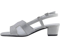 David Tate Women's Amber Sandal in suede silver - women's sandal - detail view