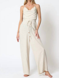 Aakaa - Iris Cowl Tie Back Neck Backless Belted Jumpsuit