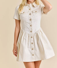 Main Strip - Button-up Mini Denim Dress