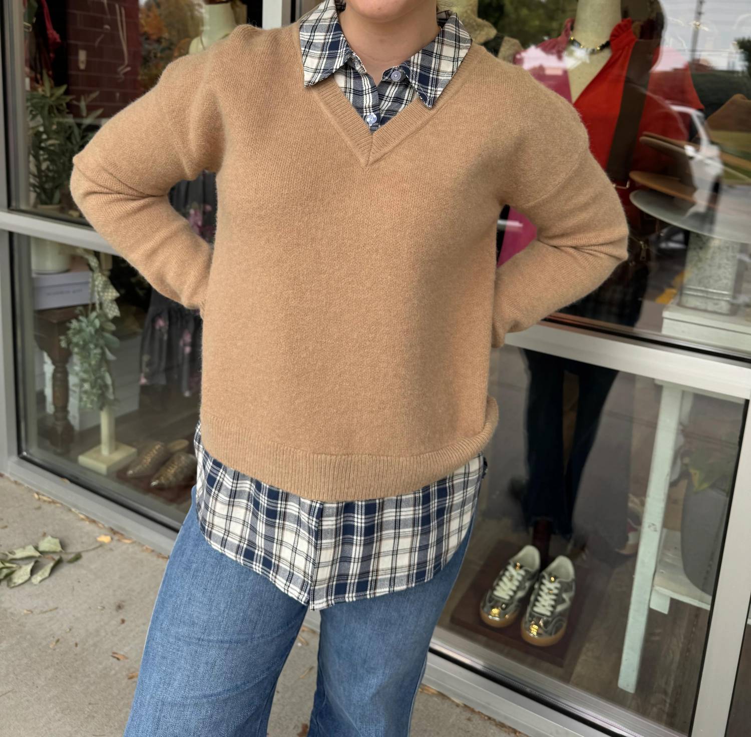 Hem & Thread - Plaid Mixed Sweater