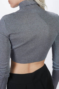 CROP TURTLENECK KNIT TOP
