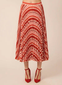 GILNER FARRAR Braylen Pleated Midi Skirt in red multi - women's skirt