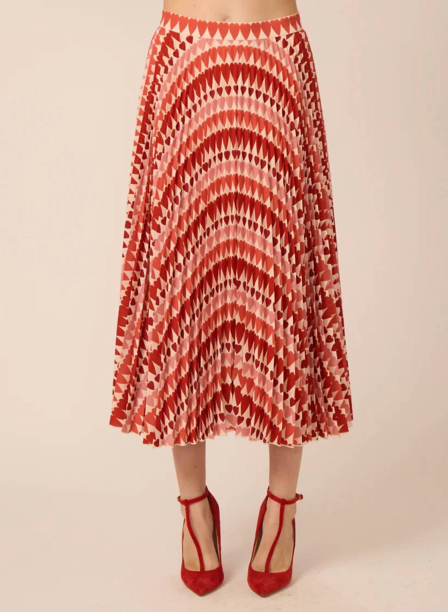 GILNER FARRAR Braylen Pleated Midi Skirt in red multi - women's skirt