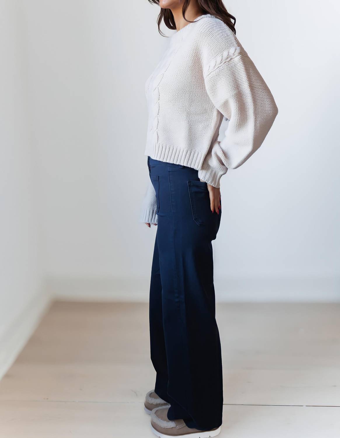 Baevely By Wellmade - Reese Cable Knit Sweater