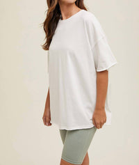 WISHLIST Josh Oversized Raw Hem Tee in white - women's t-shirt - alternate view