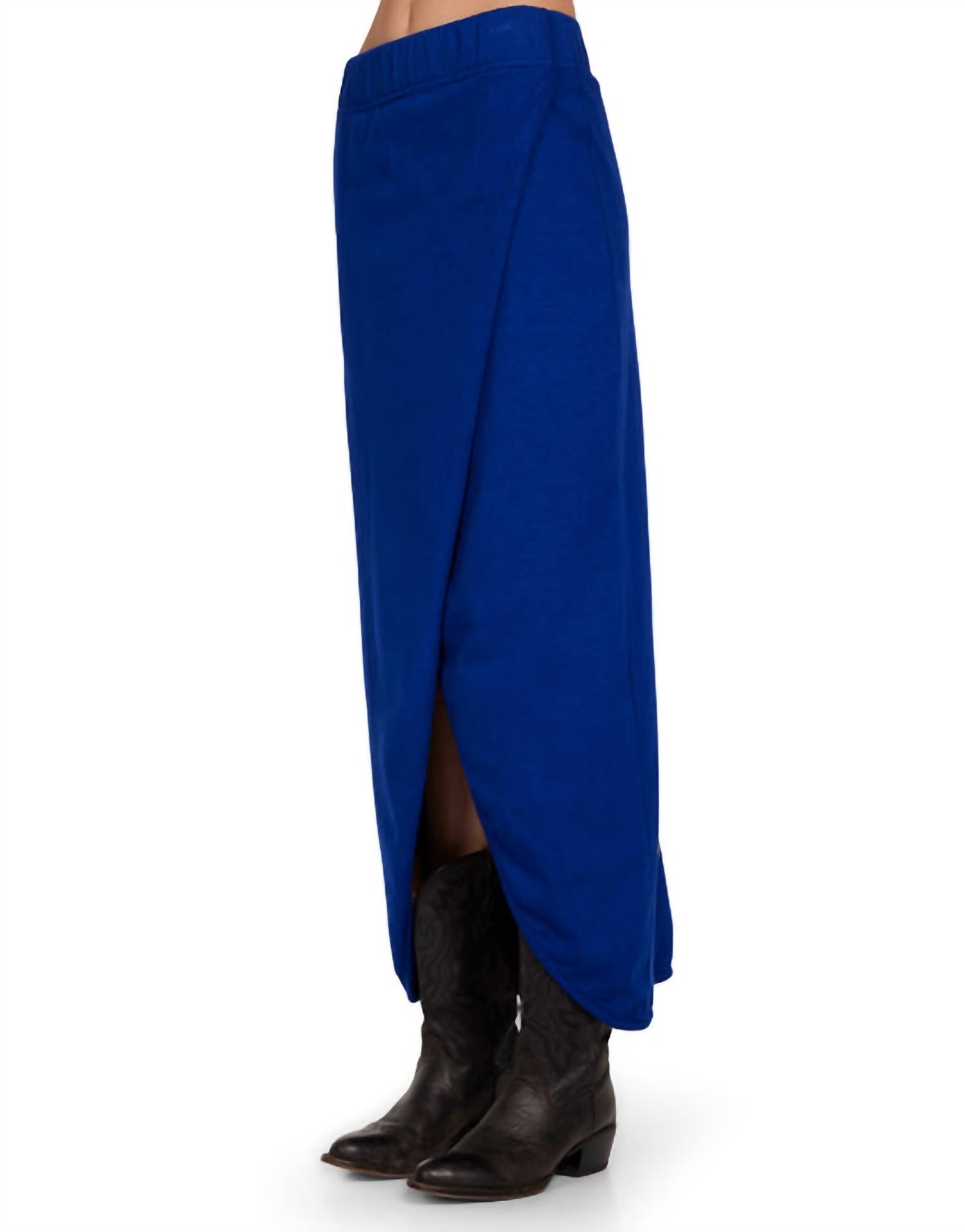 LES TIEN Milly Scallop Wrap Skirt in electrico - women's skirt - detail view