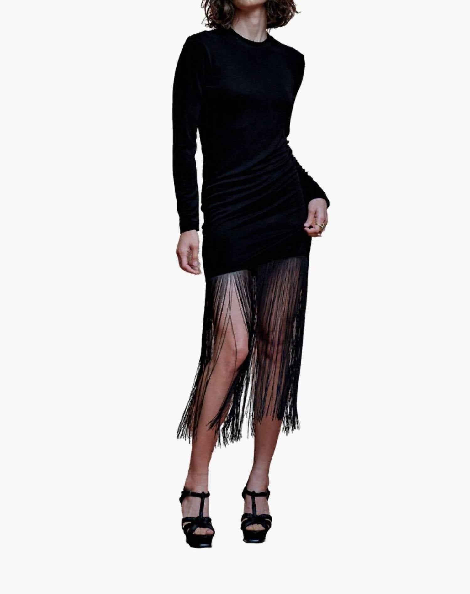 Secular - Loretta Long Sleeve Fringed Hem Dress