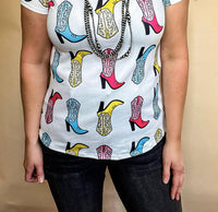 Nylon Apparel Cowgirl Boot Tee in white - women's t-shirt