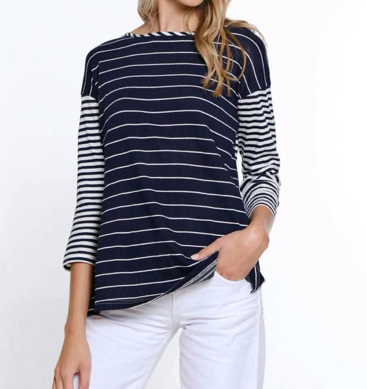 Multiples - 3/4 Sleeve Scoop Neck Laced Tie Back Hi-lo Top