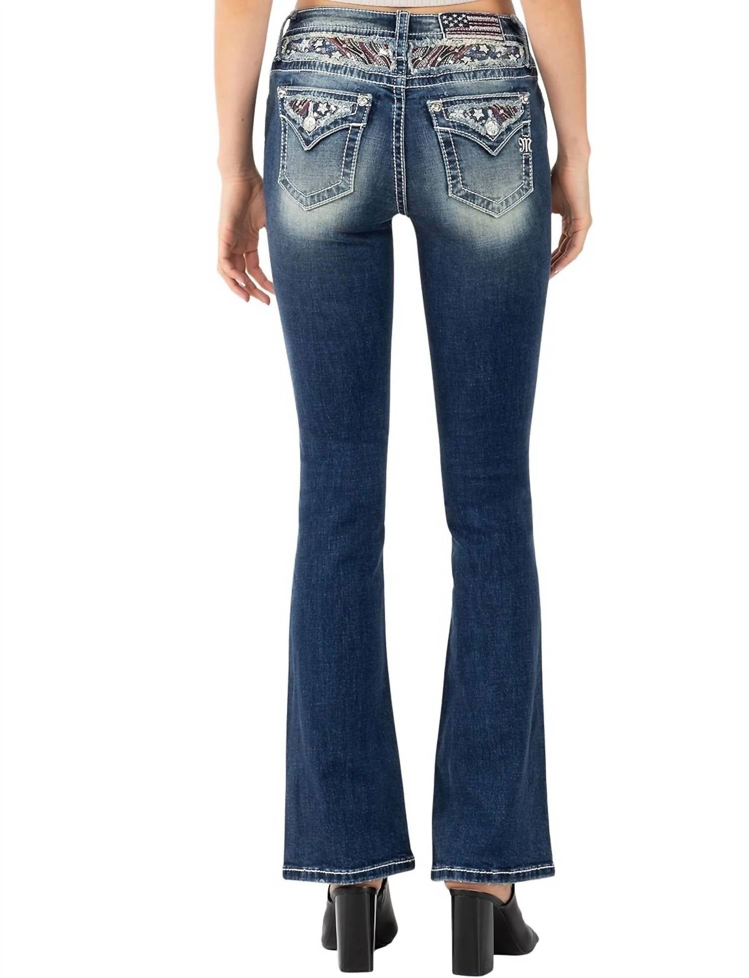 Miss Me - Mid Rise Embellished Boot Cut Jeans