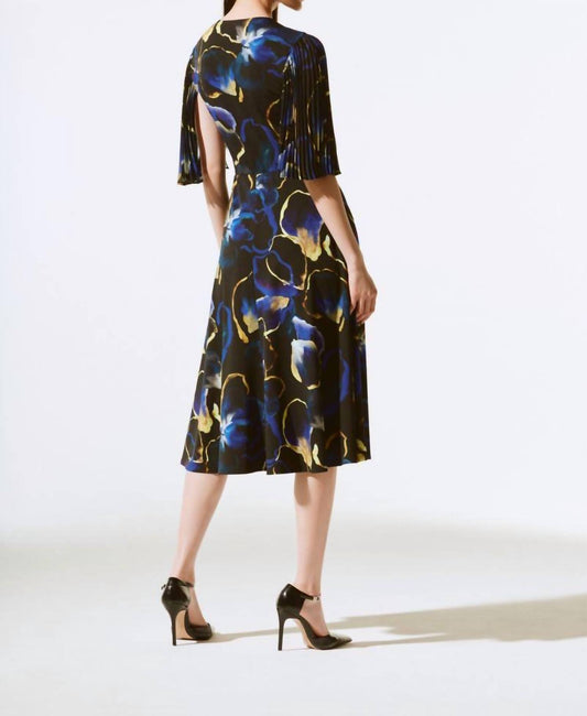 Joseph Ribkoff - Floral Print Chiffon Midi Fit & Flare Dress