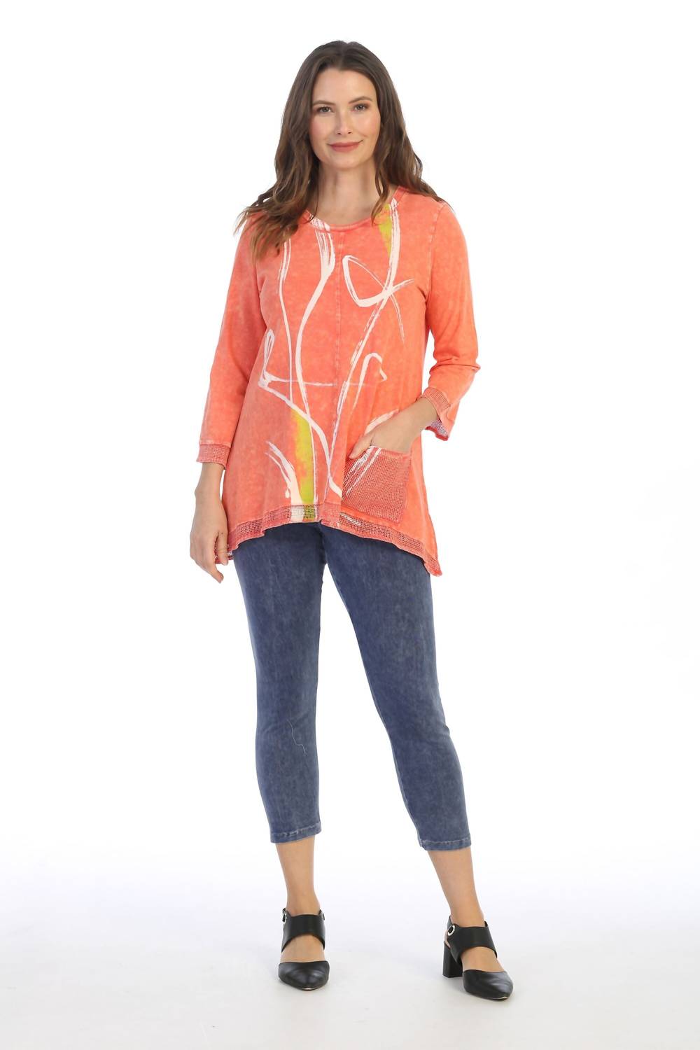 Jess & Jane - Willow Mineral Washed Mesh Contrast Top