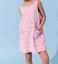 Lola + The Boys - Crystal Heart Denim Bow Dress