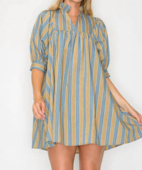 Meet Me In Santorini - Short Sleeve Mini Dress
