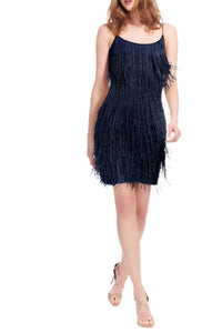 Emily Shalant - Sleeveless Beaded Fringe Mini Dress