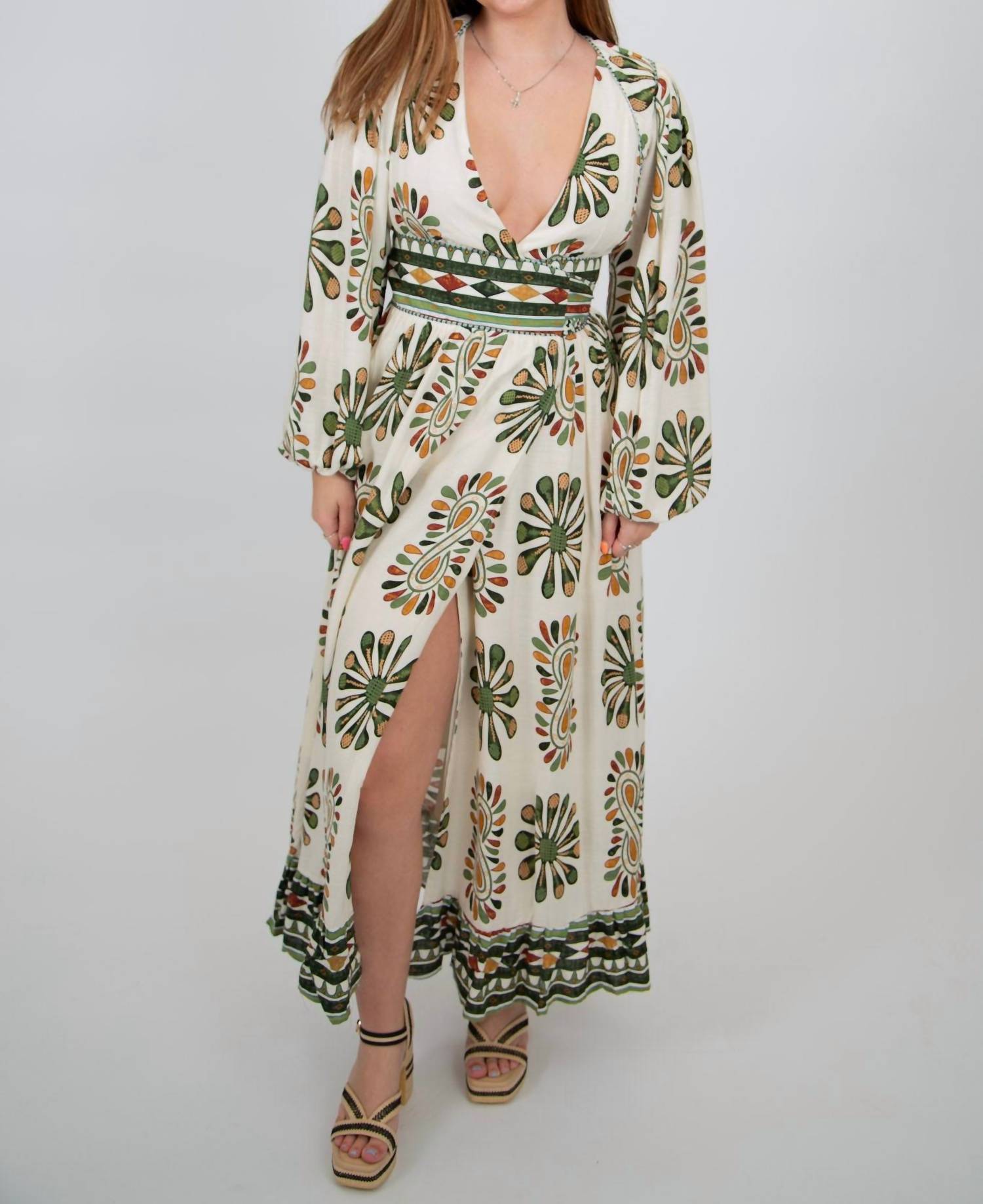 Urban Daizy - Boho Medallion Print Wrap Maxi Dress