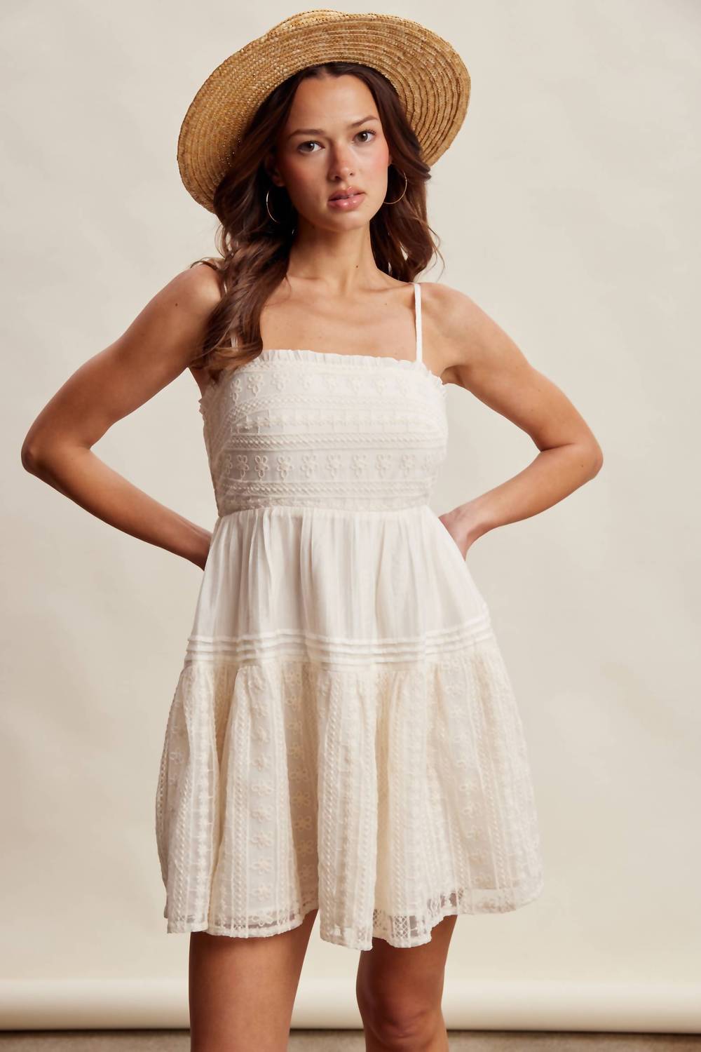 Listicle - Lace Tiered Mini Dress