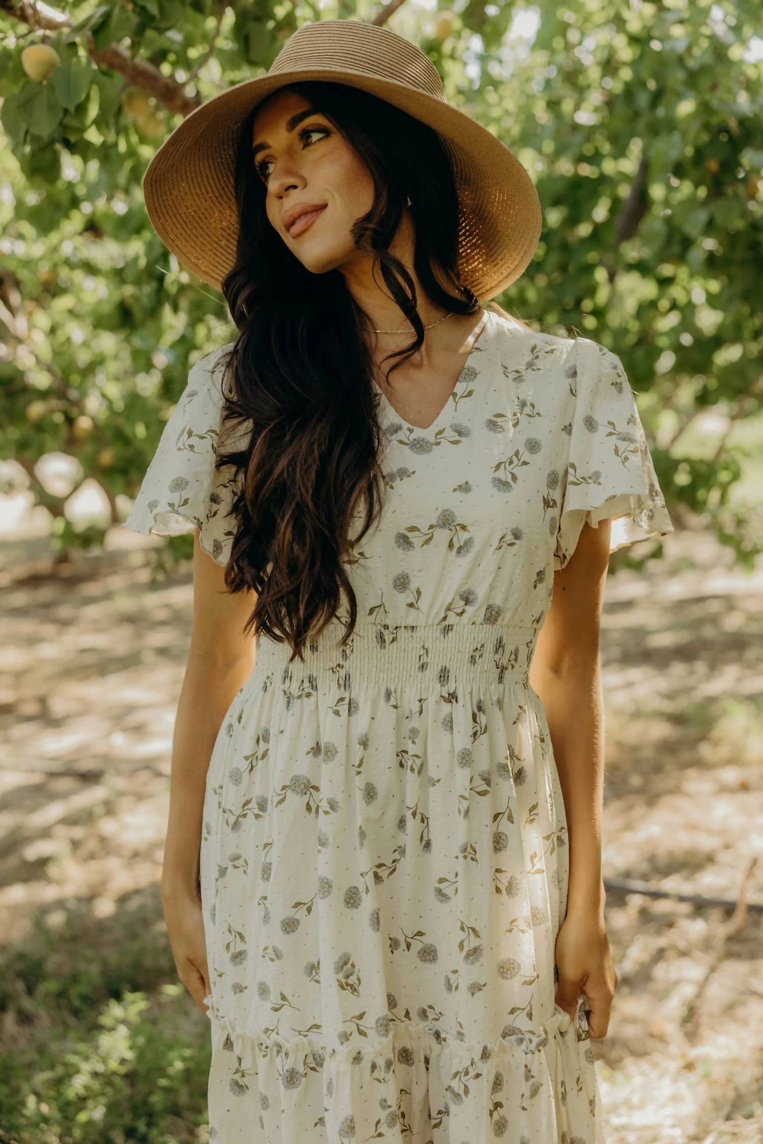 Mikarose - V-neck And Flutter Sleeves Dress