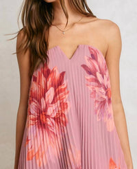 Dress Forum - Pleated Strapless Floral Dress