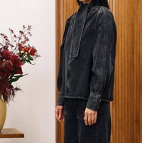 FRNCH Bourgeons Top in black - women's blouse - detail view
