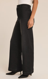 Z Supply Women's Rilynn Wide Leg Denim Trouser in black - women's pants - alternate view