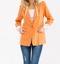 Little Secret Of Mine - Hooded Stripe Long Sleeve Blazer