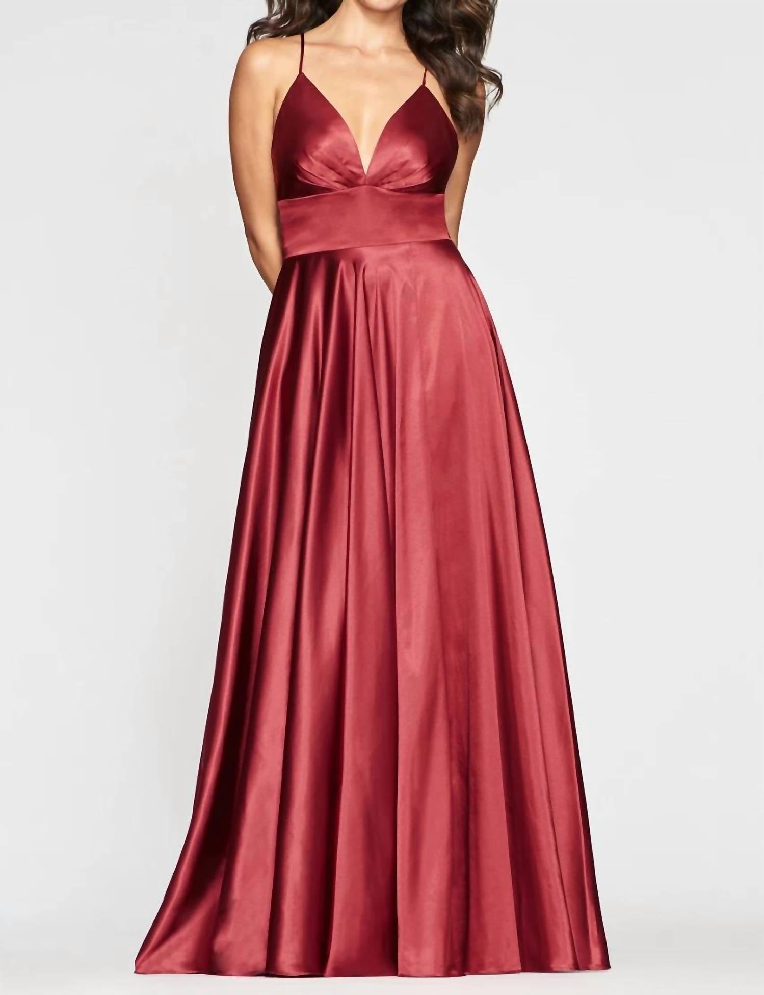FAVIANA Stretch Satin Dress in wine - women's dress
