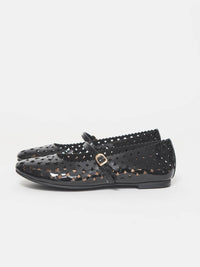 All Black - Women's Laiser Mary Jane Ballet Flats