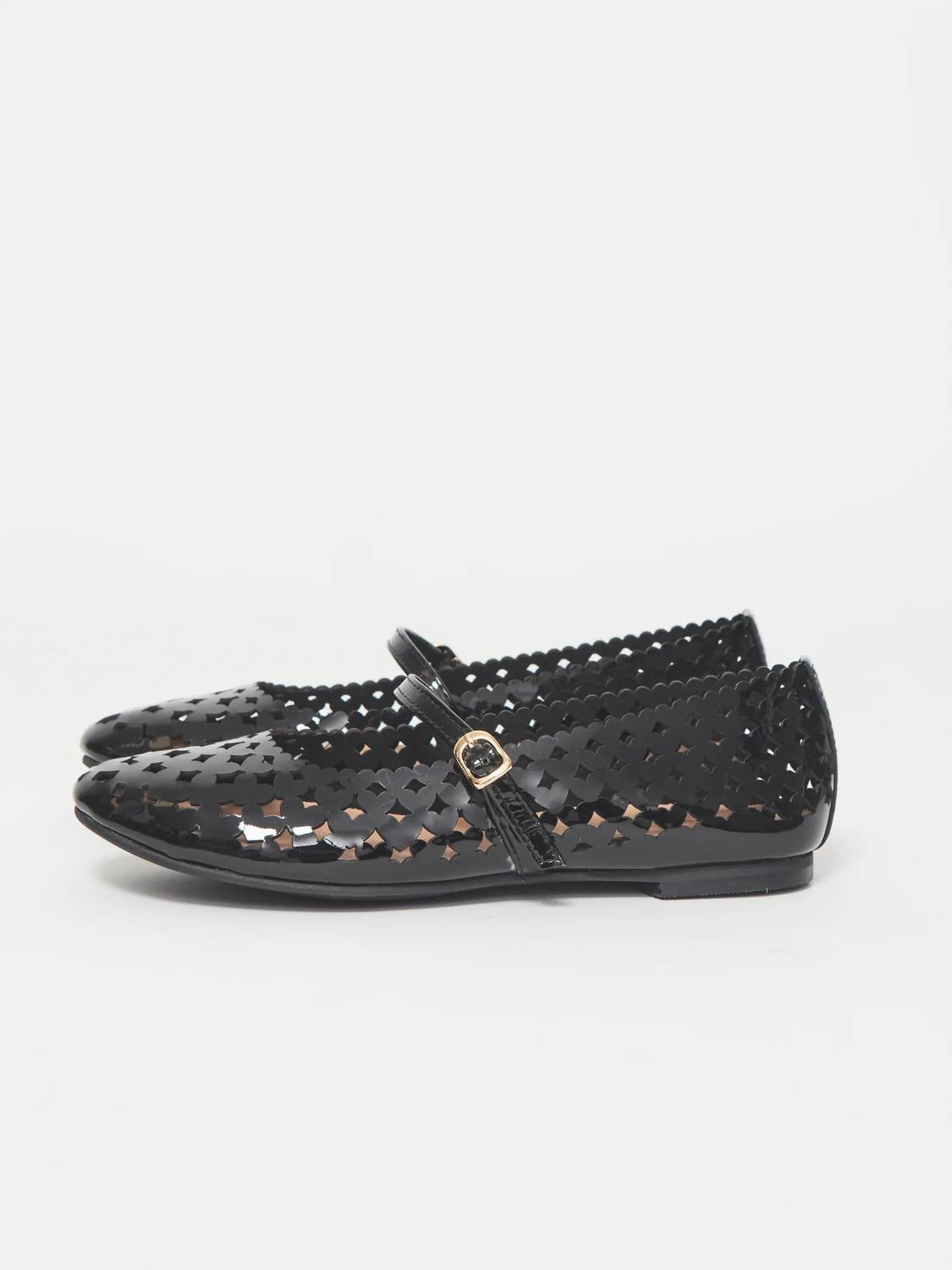 All Black - Women's Laiser Mary Jane Ballet Flats