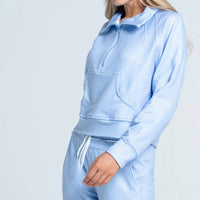 Lucky In Love - Renew Heather Zip Long Sleeve Sweater