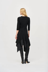 Joseph Ribkoff - 3/4 Sleeve Asymmetric Midi Fit And Flare Dress