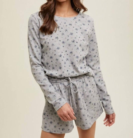 Wishlist - Floral Waffle Knit Top And Shorts Set