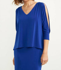 Joseph Ribkoff Cold Shoulder Dress in royal sapphire - women's dress - view 9