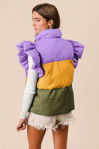 Vanilla Monkey - Mardi Gras Block Puffer Vest