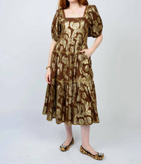Sister Mary - Metallic Rose Midi Dress