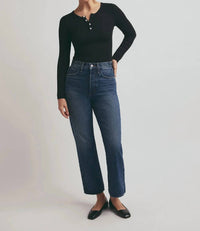 Favorite Daughter - The Henley Ribbed Long Sleeve Tee