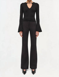 SIMKHAI Evren Wool Long Sleeve Top in black - women's blouse