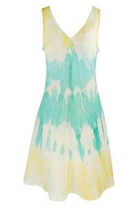 Haris Cotton - Women's V-Neck Flared Tie Dye Dress